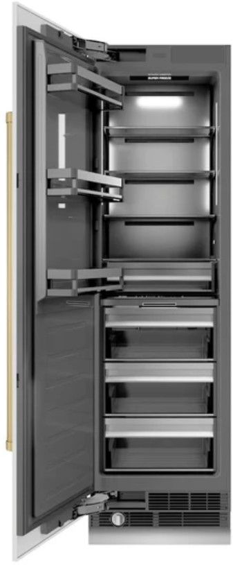 ZLINE Autograph Edition 24 in. 12.4 Cu. Ft. Column Freezer in White Matte with Graphite Gray Interior and Champagne Bronze Accents-1