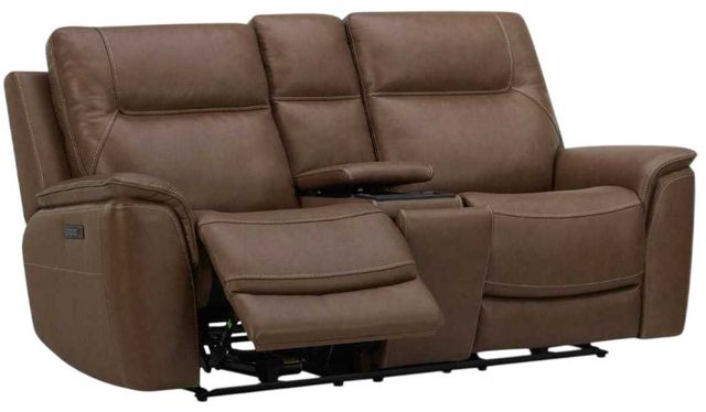 Liberty Furniture Collins York Chestnut Leather Power Reclining Loveseat with Console-1