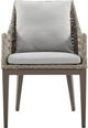 Armen Living Grenada 2-Piece Beige/Brown/Gray Aluminum/Fabric/Wicker Dining Arm Chair Set-4