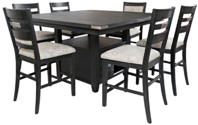 Jofran Inc. Altamonte 7-Piece Dark Charcoal/Gray Square Dining Set-0