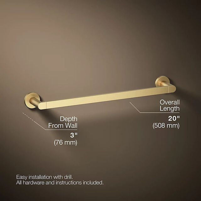 KOHLER® Composed® Vibrant Brushed Moderne Brass 18" Towel Bar-4