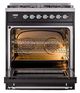 Ilve® Nostalgie II Noblesse 30" Glossy Black Pro Style Dual Fuel Range with Chrome Trim-2