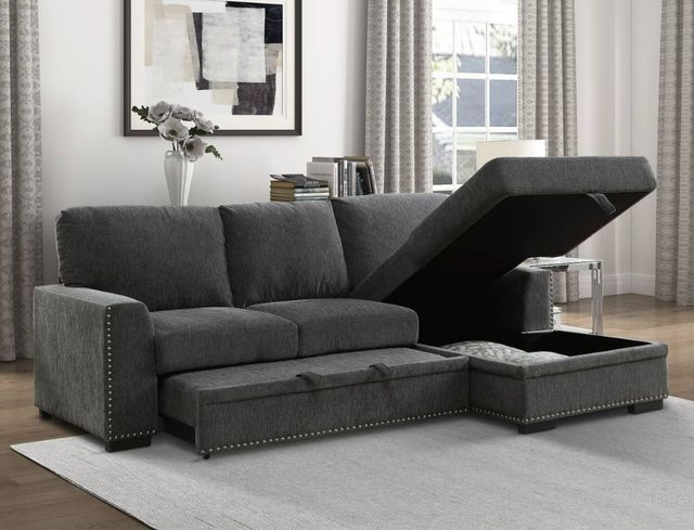 Homelegance® Morelia 2-Piece Dark Gray Right-Arm Facing Pull-out Sleeper Sectional and Chaise-1