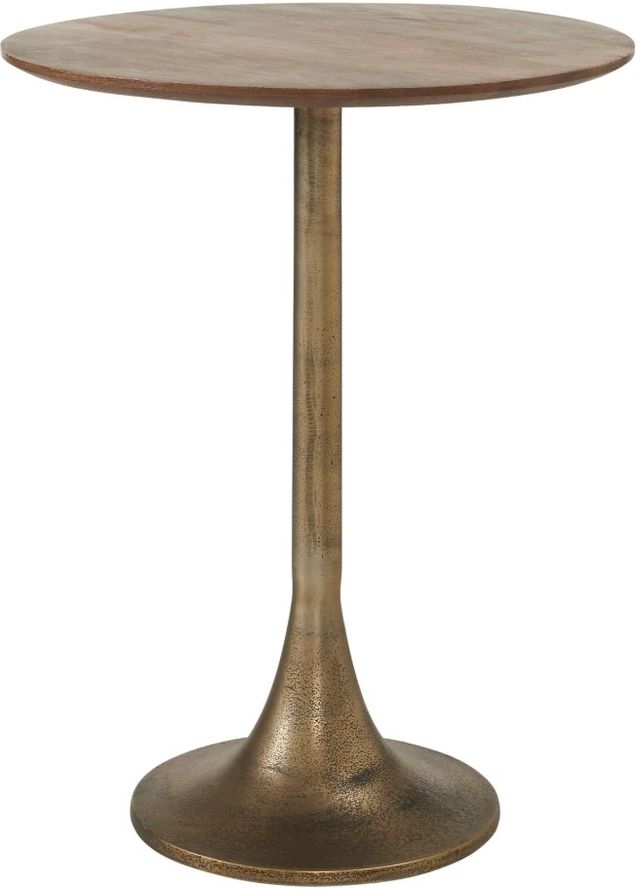 Renwil® Sparta Light Brown Accent Table with Antique Brass Base-0