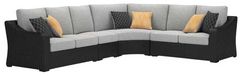 Signature Design by Ashley® Beachcroft 4-Piece Black/Light Gray Fabric/Resin Wicker Outdoor Sectional