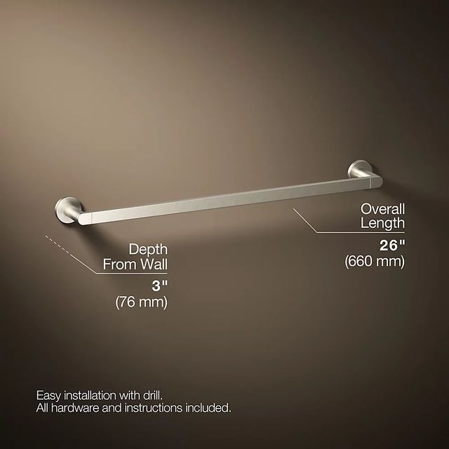 KOHLER® Composed® Vibrant Brushed Nickel 24" Towel Bar-2