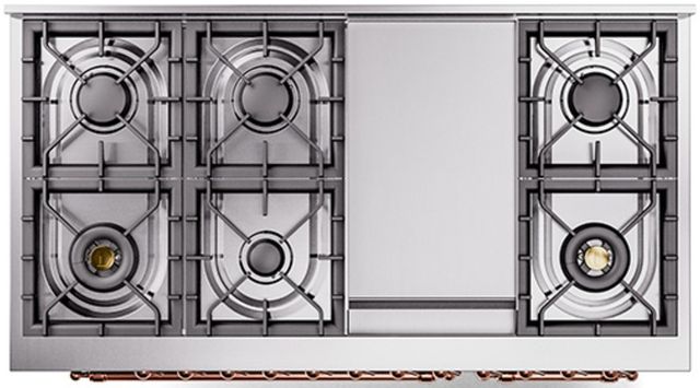 Ilve® Nostalgie II Series 48" Burgundy Pro Style Dual Fuel Range-2