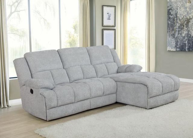 Coaster® 3-Piece Light Gray Reclining Sectional with Chaise-0