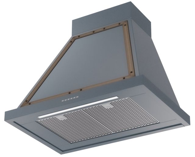 Ilve® Nostalgie II Noblesse 30'' Blue Gray Wall Mounted Range Hood with Burnished Trim-1
