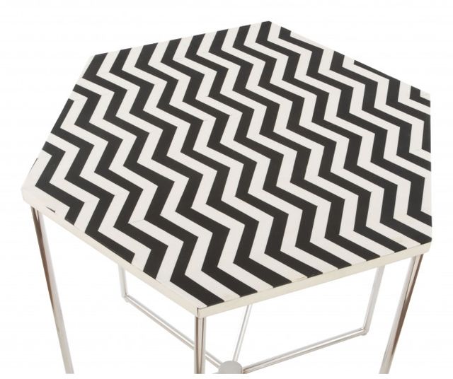 Zuo® Modern Forma Zebra Patten Side Table with Chrome Base -2