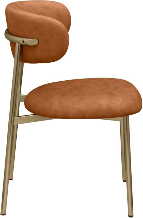 Meridian Furniture Lupita Cognac/Gold Vegan Leather Dining Chair-2
