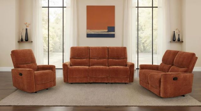 Coaster® Navarro 3-Piece Burnt Orange Manual Upholstered Reclining Sofa Set-1