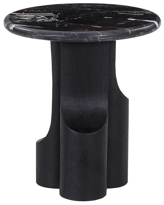 ACME Furniture Kinton Natural Marble Top End Table with Black Mercana Base-2