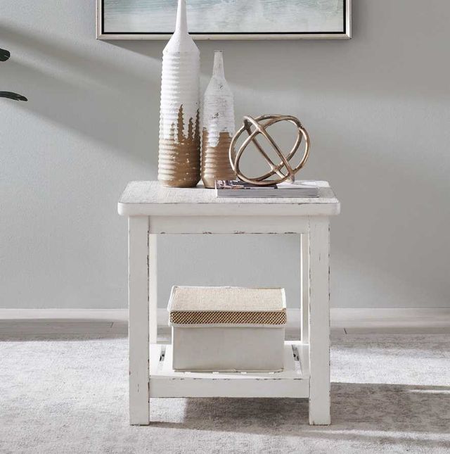 Liberty Furniture Backroads Parchment Brown End Table with Weathered White Base-1