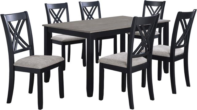 Crown Mark Eloise 7-Piece Black/Light Gray Dining Set-0