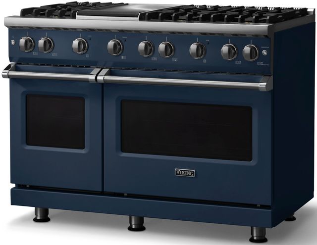 Viking® 5 Series 48" Slate Blue Pro Style Gas (NG) Range with Polished Chrome Trim-2