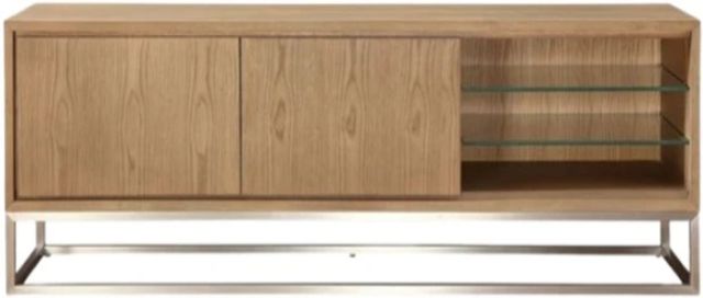 Modus Furniture One Bisque/Brushed Stainless Steel 74" TV Console-2