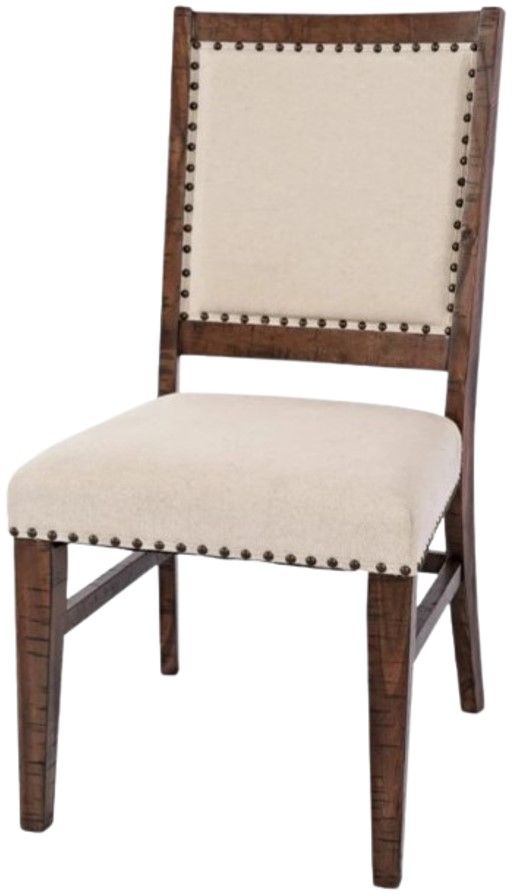 Jofran Inc. Fairview Beige/Dark Oak Upholstered Dining Side Chair-3