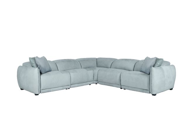 Alexandra Home Nubuck Green Leather 5pc Power Reclining Sectional -KIT9124 P16592958-1