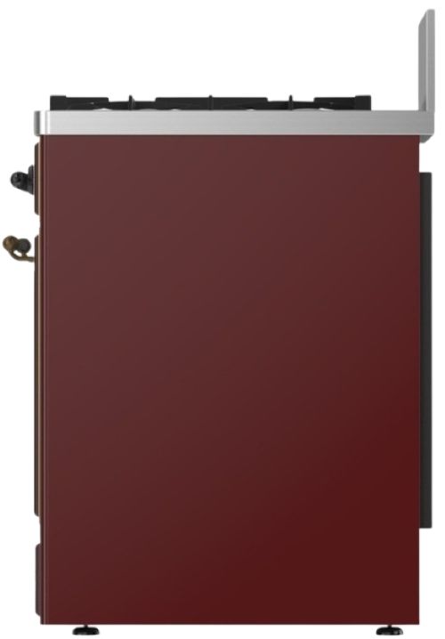 Ilve® Majestic III 30" Burgundy Pro Style Dual Fuel Liquid Propane Range with 5 Black Brass Burners and Burnished Trim-3