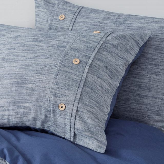 Olliix by Clean Spaces Dover 5 Piece Organic Cotton Oversized Indigo King/California King Comforter Cover Set-4