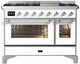 Ilve® Majestic III 48" White Pro Style Dual Fuel Natural Gas Range with Griddle and Chrome Trim-0