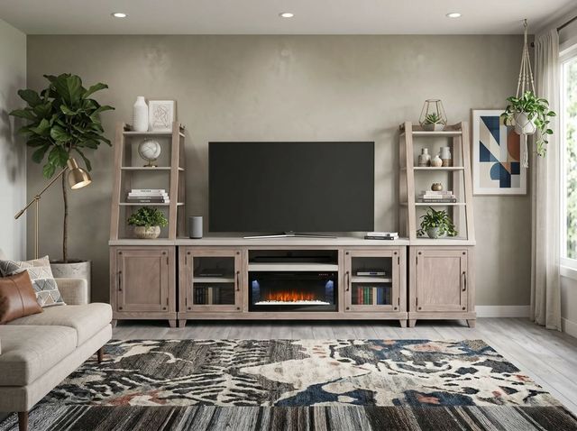 Sunny Designs™ Vivian Light Gray/Wheat 74" Media Console-1