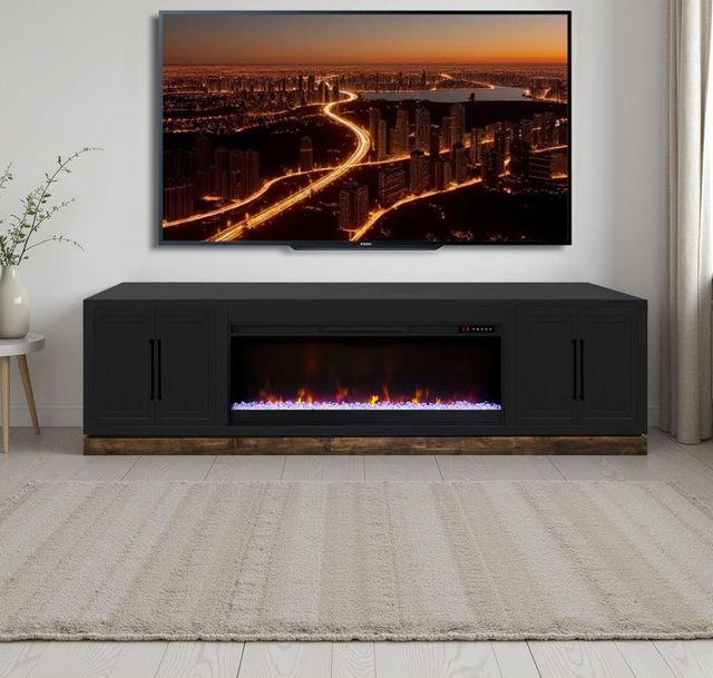 Legends Home Nora Seal Skin/Whiskey 94" Fireplace TV Console-1