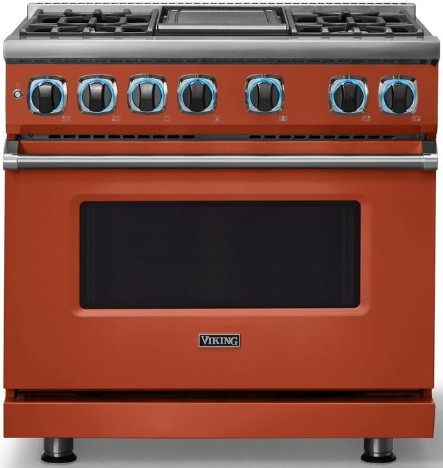 Viking® 7 Series 36" Spiced Cider Pro Style Dual Fuel Range With Griddle-3