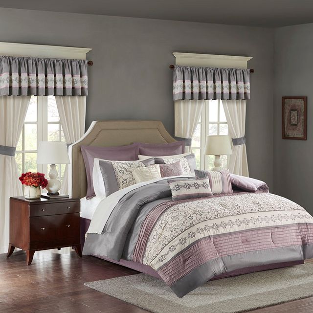 Olliix by Madison Park Essentials Jelena 24 Piece Purple California King Room in a Bag-1
