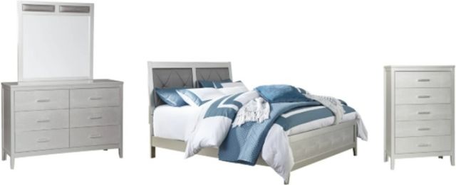 Signature Design by Ashley® Olivet 4-Piece Silver King Panel Bed Set-0