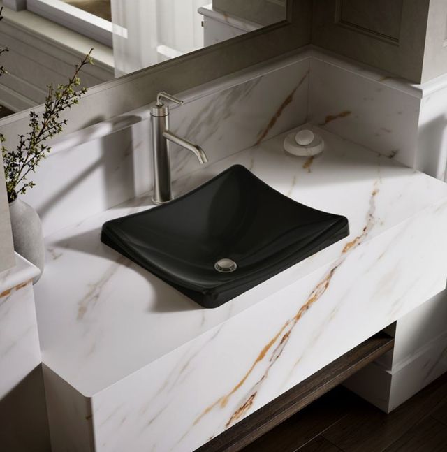 Kohler DemiLav® Black 18.25" Rectangular Vessel Bathroom Sink, No Overflow-2
