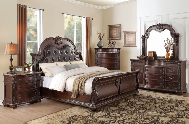 Homelegance® Cavalier Brown/Dark Cherry California King Sleigh Bed-1