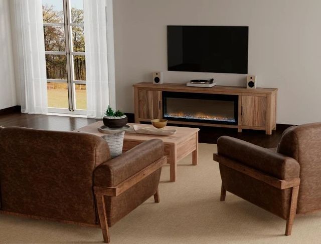 International Furniture Direct Natural Parota Brown 2-Door TV Stand-1