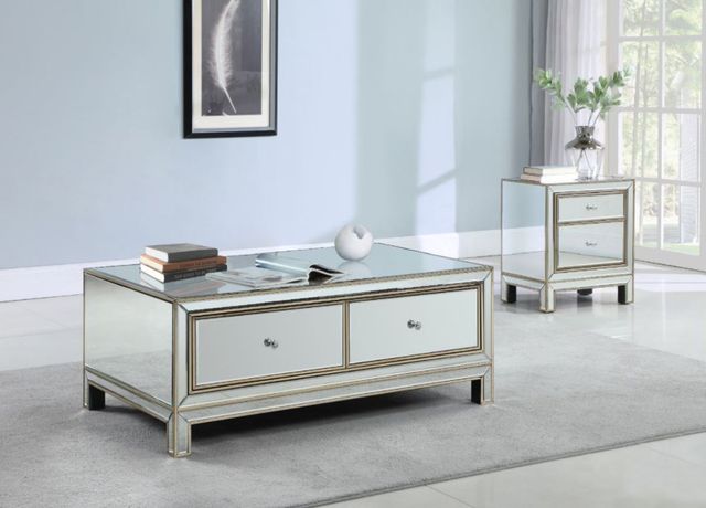 Coaster® Champagne and Silver 2-Drawer Coffee Table-2