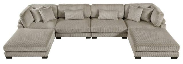 Homelegance® Traverse 6-Piece Taupe Modular Sectional with 2-Ottoman-1