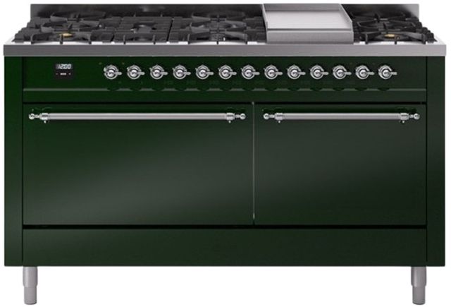 Ilve® Nostalgie II Series 60" Emerald Green Pro Style Dual Fuel Range-0