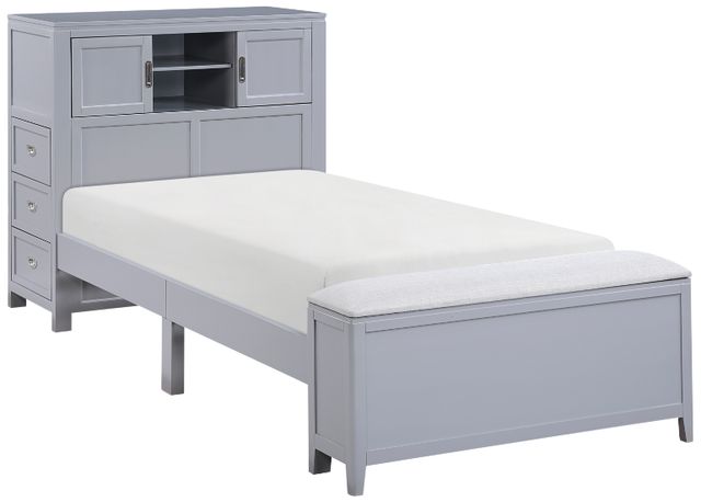 Homelegance® Sloane Gray Twin Youth Bookcase Platform Bed with Hidden Desk, Stool and Storage Bench-0