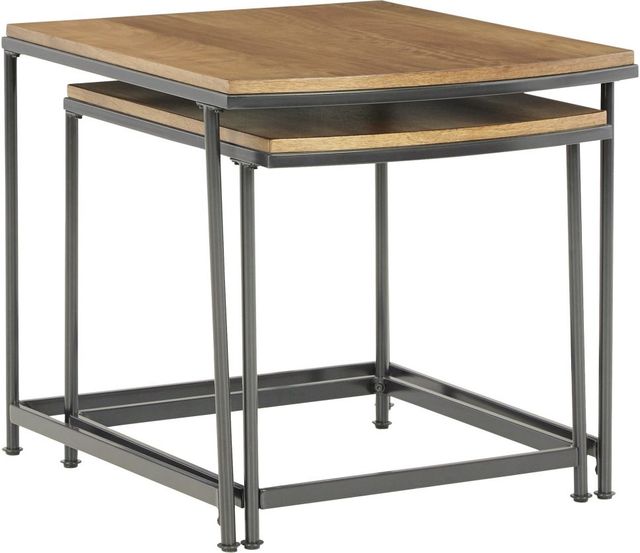 Signature Design by Ashley® Drezmoore 2-Piece Light Brown Nesting End Table Set with Black Metal Base-1