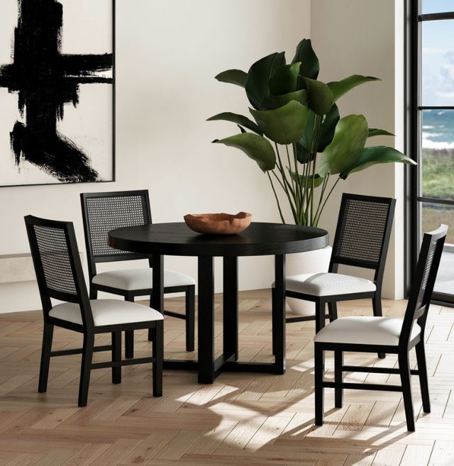 Elements International Bahama Breeze Black/White Dining Side Chair-1