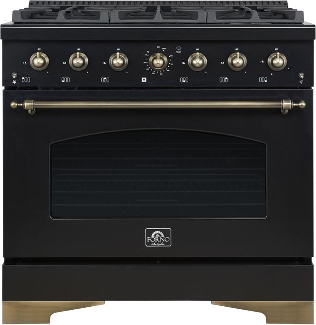 FORNO® Antico Series Alta Qualita 36" Black Pro Style Gas Range-0