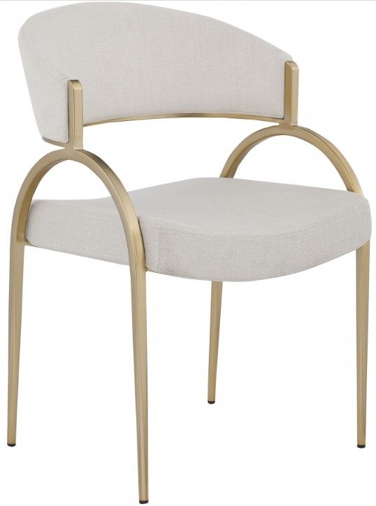 Meridian Furniture Privet Beige/Brushed Brass Dining Chair-0