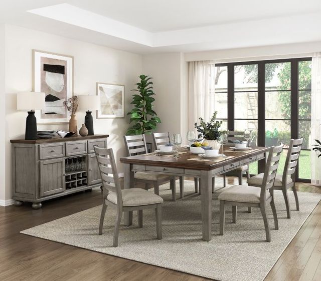 Homelegance® Tigard Gray Dining Table with Cherry Top and 6 Chairs-0