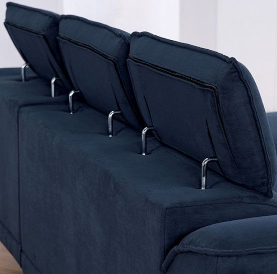 Furniture of America® Napanee 3-Piece Navy Right-Arm Facing Sectional and Chaise-3