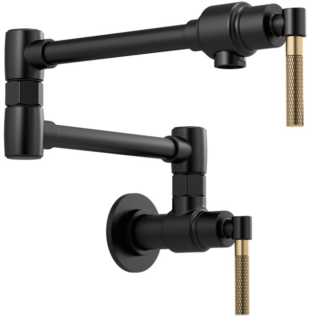 Brizo Litze® Brilliance® Luxe Gold®/Matte Black Wall Mount Pot Filler with Knurled Handle Kit-0