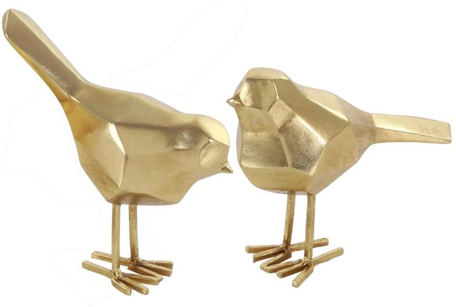Deco Marche CosmoLiving by Cosmopolitan 2-Piece Gold Bird Sculpture Set-0