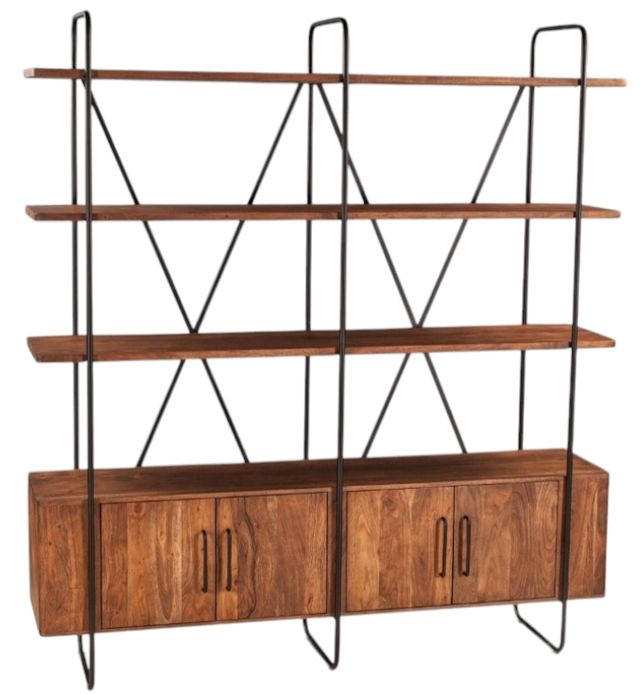 Home Trends & Design Verbania Black/Pecan Brown Bookshelf-0