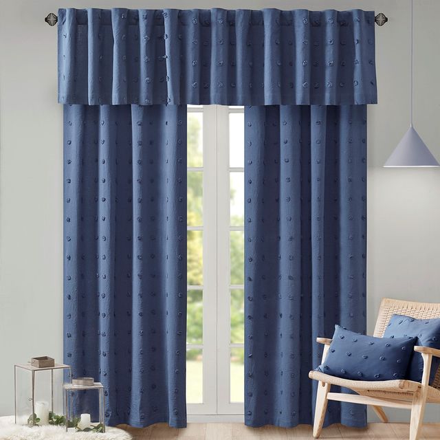 Olliix by Urban Habitat Brooklyn Indigo Blue Cotton Jacquard Pom Pom Oblong Pillow-3