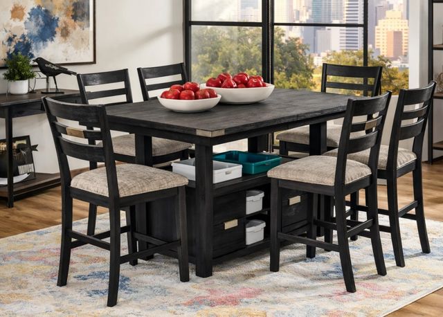 Jofran Inc. Altamonte 7-Piece Dark Charcoal/Gray 42" High-Low Rectangle Dining Set-1