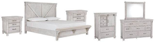 Signature Design by Ashley® Brashland 6-Piece White California King Panel Bed Set-0